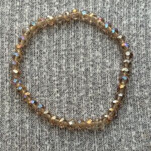 Vintage multifaceted light orange crystal beaded stretch bracelet